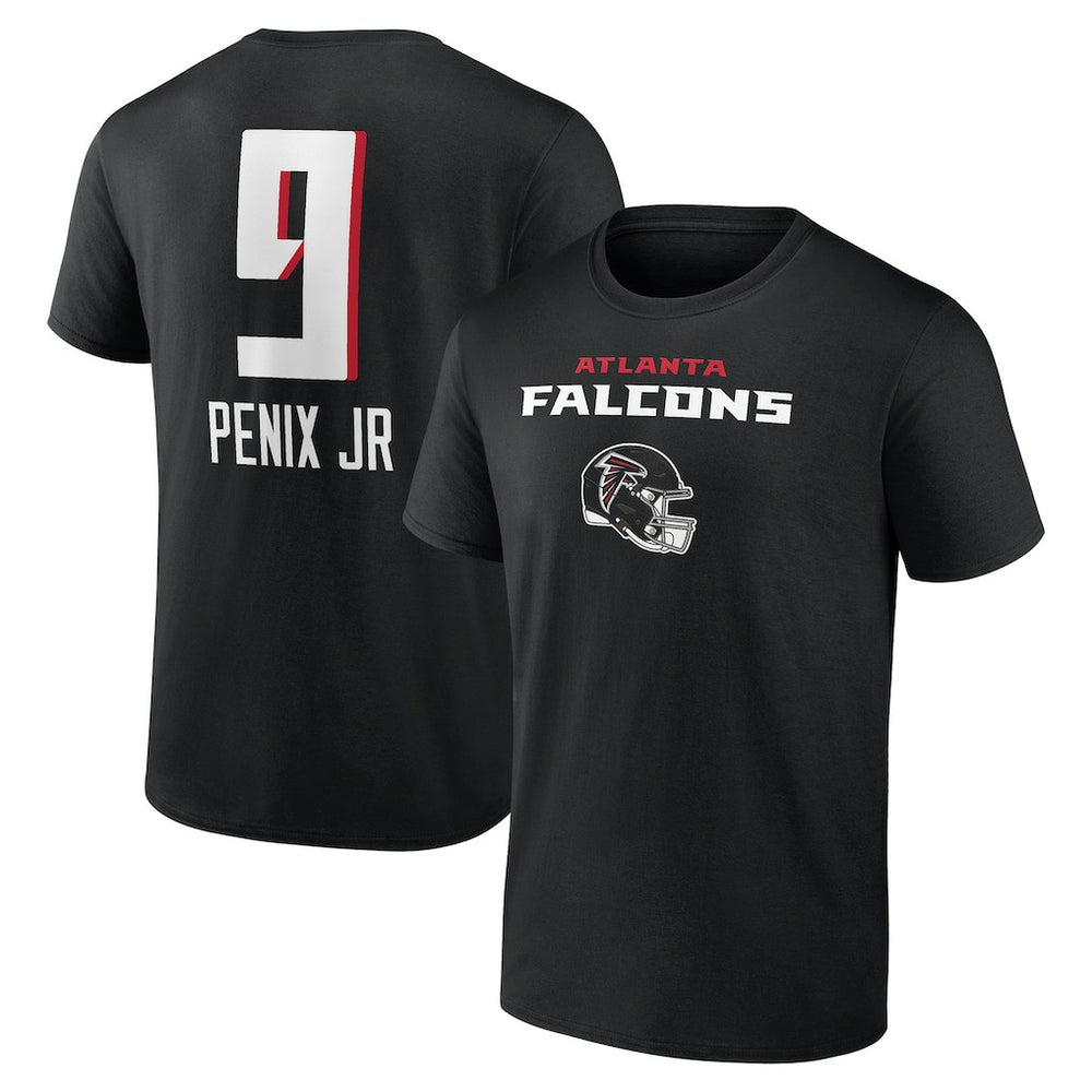 Michael Penix Jr. Atlanta Falcons Name & Number Team Wordmark T-Shirt Black | NFL