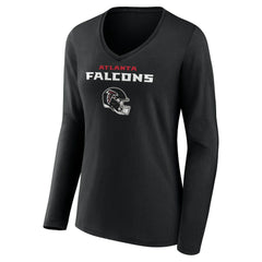 Michael Penix Jr. Atlanta Falcons Women's Name & Number Team Wordmark Long Sleeve V-Neck T-Shirt Black | NFL