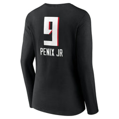 Michael Penix Jr. Atlanta Falcons Women's Name & Number Team Wordmark Long Sleeve V-Neck T-Shirt Black | NFL
