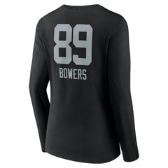 Brock Bowers Las Vegas Raiders Women's Name & Number Team Wordmark Long Sleeve V-Neck T-Shirt Black | NFL