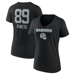 Brock Bowers Las Vegas Raiders Women's Name & Number Team Wordmark V-Neck T-Shirt Black | NFL