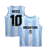 Lionel Messi Argentina National Team Vive La Fete Youth Painted Stripes Basketball Jersey Light Blue - FIFA World CUP