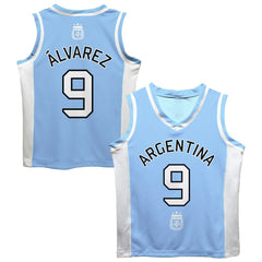 Julián Álvarez Argentina National Team Vive La Fete Mesh Basketball Jersey Light Blue - FIFA World CUP
