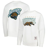 Jacksonville Jaguars Duval Classic Logos Pullover Sweatshirt White | Mitchell & Ness