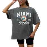 Miami Dolphins Gameday Couture Women's Throwback Oversized Snow Wash T-Shirt Grey | NFL