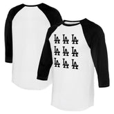 Los Angeles Dodgers Tiny Turnip Women's Logo Grid 3/4 Sleeve Raglan T-Shirt - MLB
