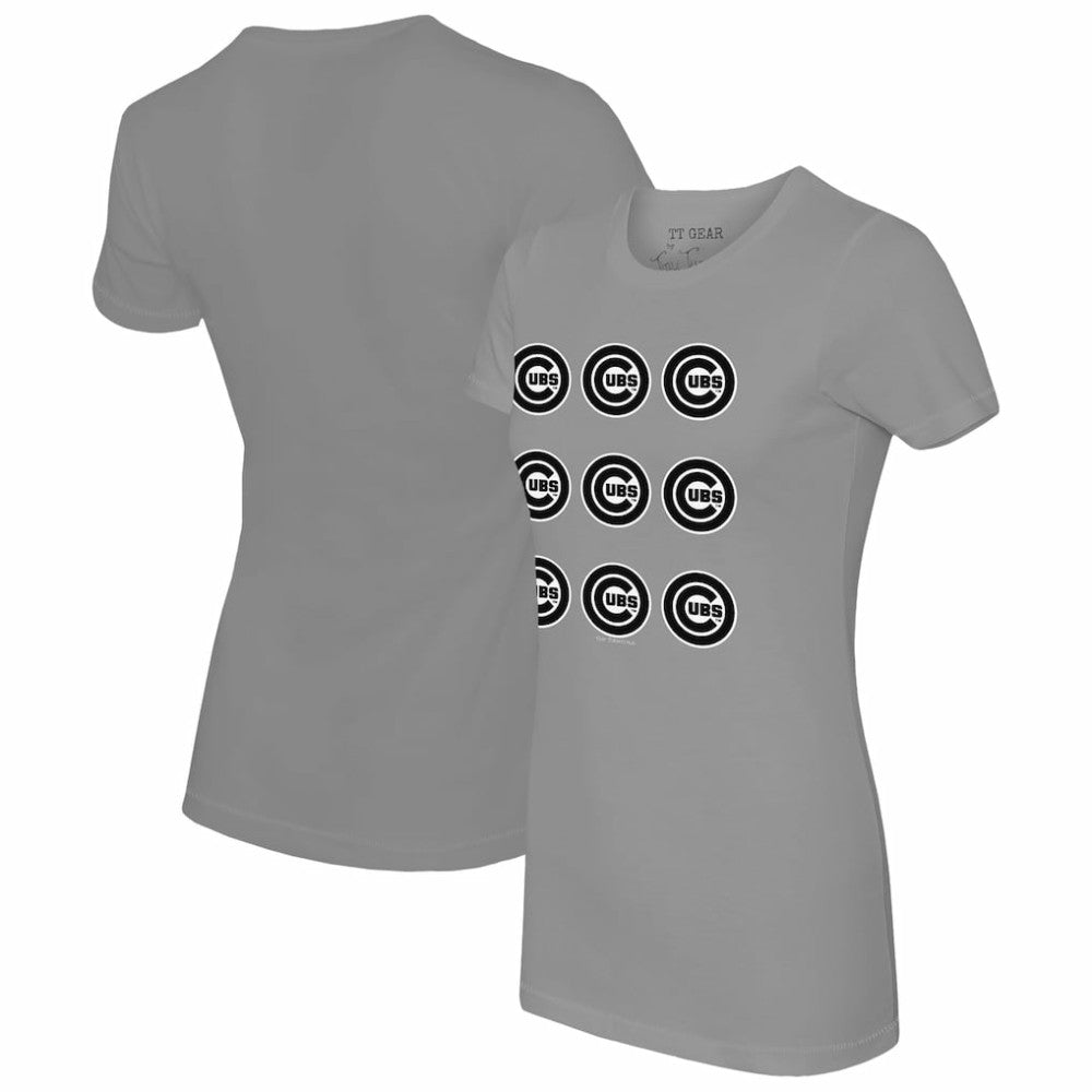 Chicago Cubs Tiny Turnip Women's Logo Grid T-Shirt - MLB