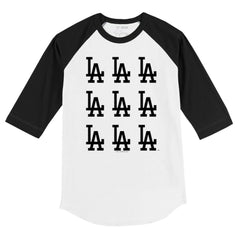 Los Angeles Dodgers Tiny Turnip Youth Logo Grid Raglan 3/4-Sleeve T-Shirt - MLB