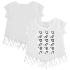 Cleveland Guardians Tiny Turnip Girls Youth Logo Grid Fringe T-Shirt - MLB