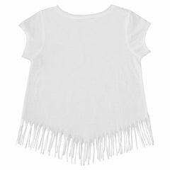 Cleveland Guardians Tiny Turnip Girls Youth Logo Grid Fringe T-Shirt - MLB
