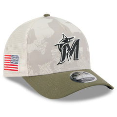 Miami Marlins New Era 2025 Armed Forces Day 9FORTY M-Crown A-Frame Adjustable Hat - MLB