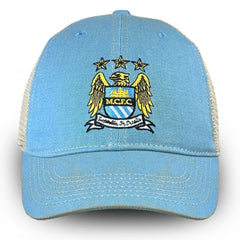 Manchester City 1863FC Retro Tea Washed Vintage Trucker Adjustable Hat Sky Blue - FIFA World CUP