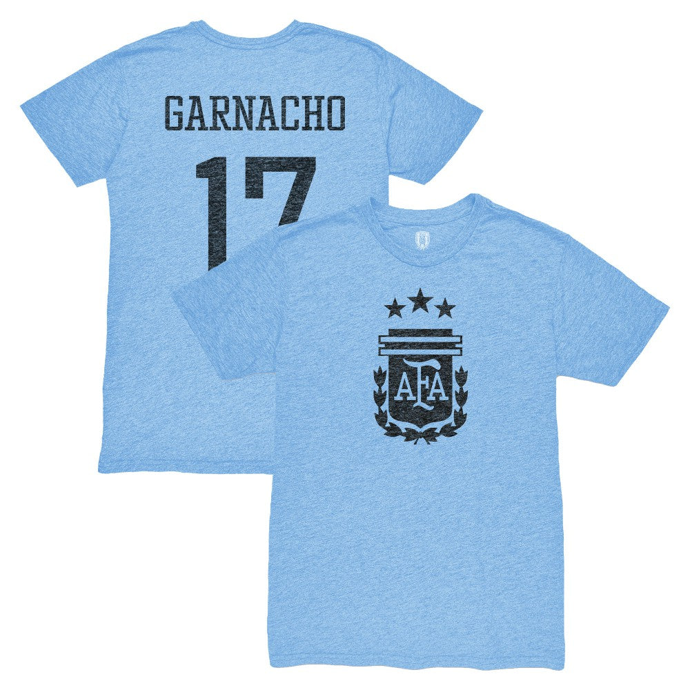 Alejandro Garnacho Argentina National Team 1863FC Player Vintage Tri-Blend T-Shirt Light Blue - FIFA World CUP