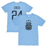 Enzo Fernández Argentina National Team 1863FC Player Vintage Tri-Blend T-Shirt Light Blue - FIFA World CUP