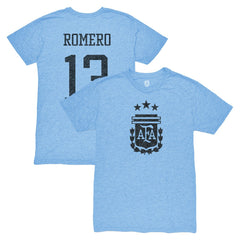 Cristian Romero Argentina National Team 1863FC Player Vintage Tri-Blend T-Shirt Light Blue - FIFA World CUP