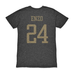 Enzo Fernández Argentina National Team 1863FC Player Vintage Tri-Blend T-Shirt Black - FIFA World CUP