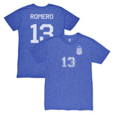 Cristian Romero Argentina National Team 1863FC Player Vintage Tri-Blend T-Shirt Blue - FIFA World CUP