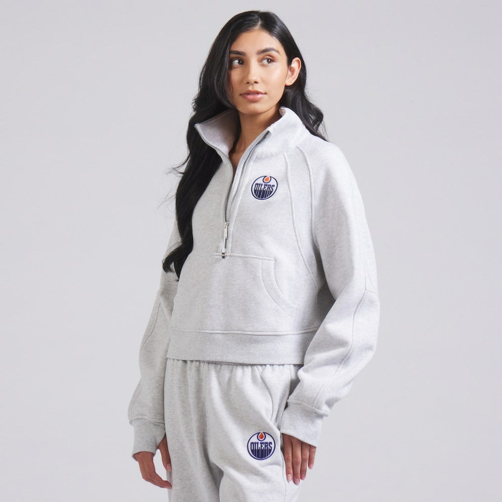 Edmonton Oilers lululemon Women's Scuba Oversized Half Zip Top - Heather Gray - NHL