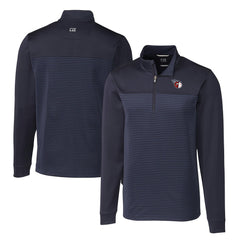 Cleveland Guardians Cutter & Buck Big & Tall Traverse Stretch Eco Stripe DryTec Quarter-Zip Top - MLB