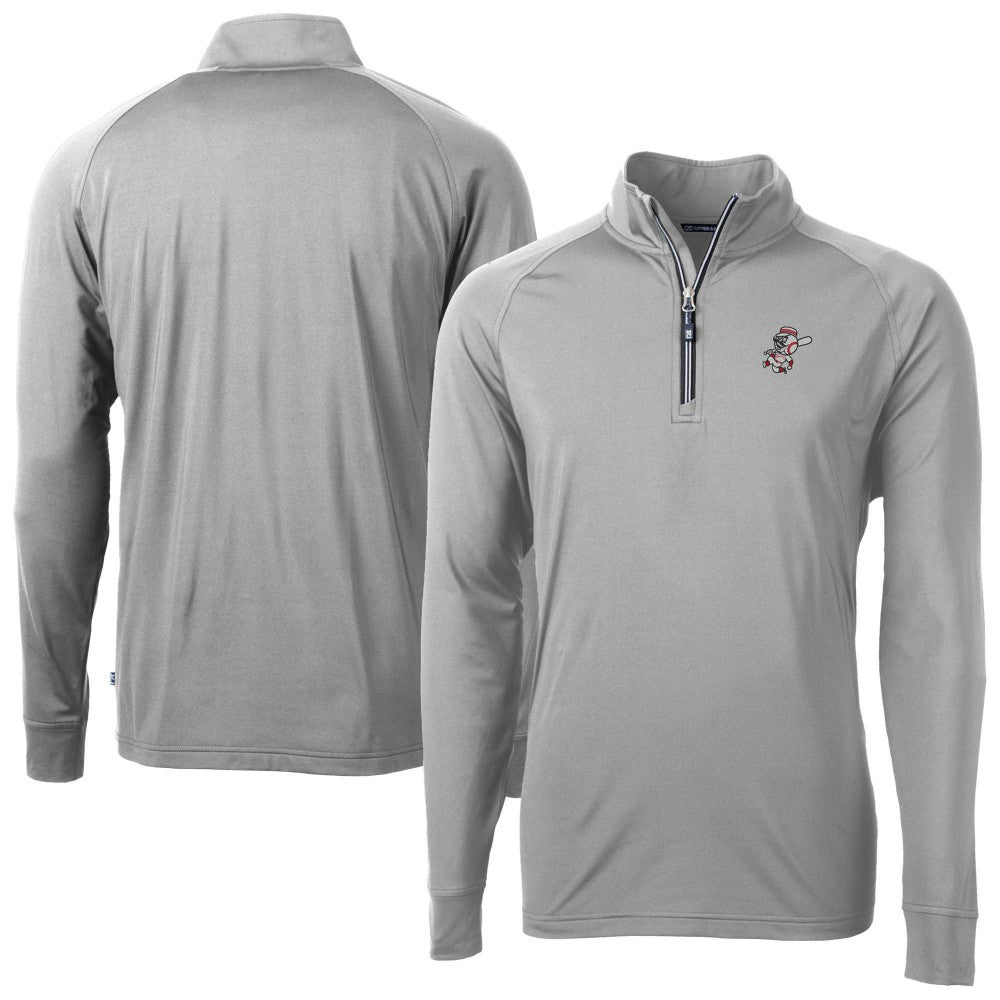 Cincinnati Reds Cutter & Buck Mr. Redlegs Adapt Eco Knit Stretch Recycled Quarter-Zip Pullover Top - MLB