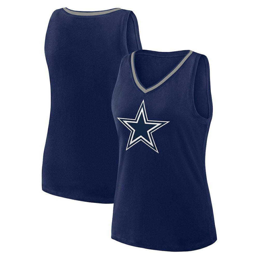 Dallas Cowboys Logo Athletic Women's Stellar Win V-Neck Tank Top Navy | NFL