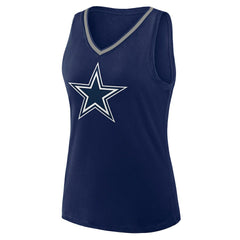 Dallas Cowboys Logo Athletic Women's Stellar Win V-Neck Tank Top Navy | NFL
