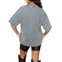Jacksonville Jaguars Gameday Couture Women's Oversized Mini Rhinestone Classic T-Shirt Gray | NFL