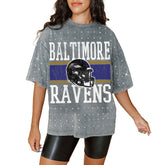 Baltimore Ravens Gameday Couture Women's Oversized Mini Rhinestone Classic T-Shirt Gray | NFL