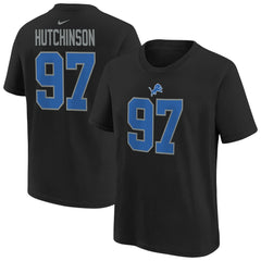 Aidan Hutchinson Detroit Lions Player Name & Number T-Shirt Black | Nike for Sale