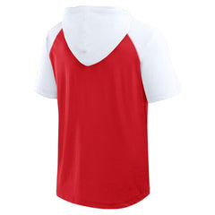 Detroit Red Wings Logo Athletic Prime Raglan Short Sleeve Pullover Hoodie - Red - NHL