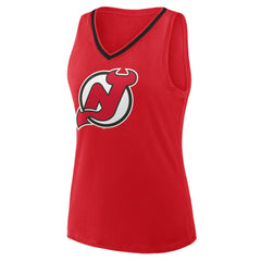 New Jersey Devils Logo Athletic Women's Stellar Win V-Neck Tank Top - Red - NHL