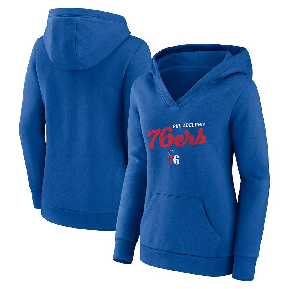 Philadelphia 76ers Logo Athletic Women's Triumphant V-Neck Pullover Hoodie Royal - NBA