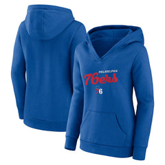 Philadelphia 76ers Logo Athletic Women's Triumphant V-Neck Pullover Hoodie Royal - NBA