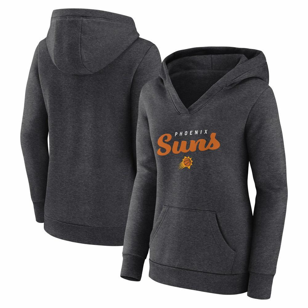 Phoenix Suns Logo Athletic Women's Triumphant V-Neck Pullover Hoodie Heather Charcoal - NBA