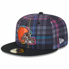 Cleveland Browns New Era 2024 NFL Crucial Catch Plaid 59FIFTY Fitted Hat Black | NFL