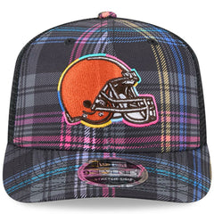 Cleveland Browns New Era 2024 NFL Crucial Catch Plaid 9SEVENTY Trucker Snapback Hat Black | NFL