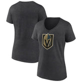 Vegas Golden Knights Women's Primary Logo V-Neck T-Shirt - Charcoal - NHL