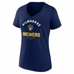 Milwaukee Brewers Logo Athletic Women's Unrivaled V-Neck T-Shirt - MLB