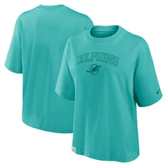 Miami Dolphins Women's Glory Arch Boxy T-Shirt Aqua | Nike for Sale