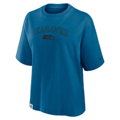 Seattle Seahawks Women's Glory Arch Boxy T-Shirt Blue | Nike for Sale