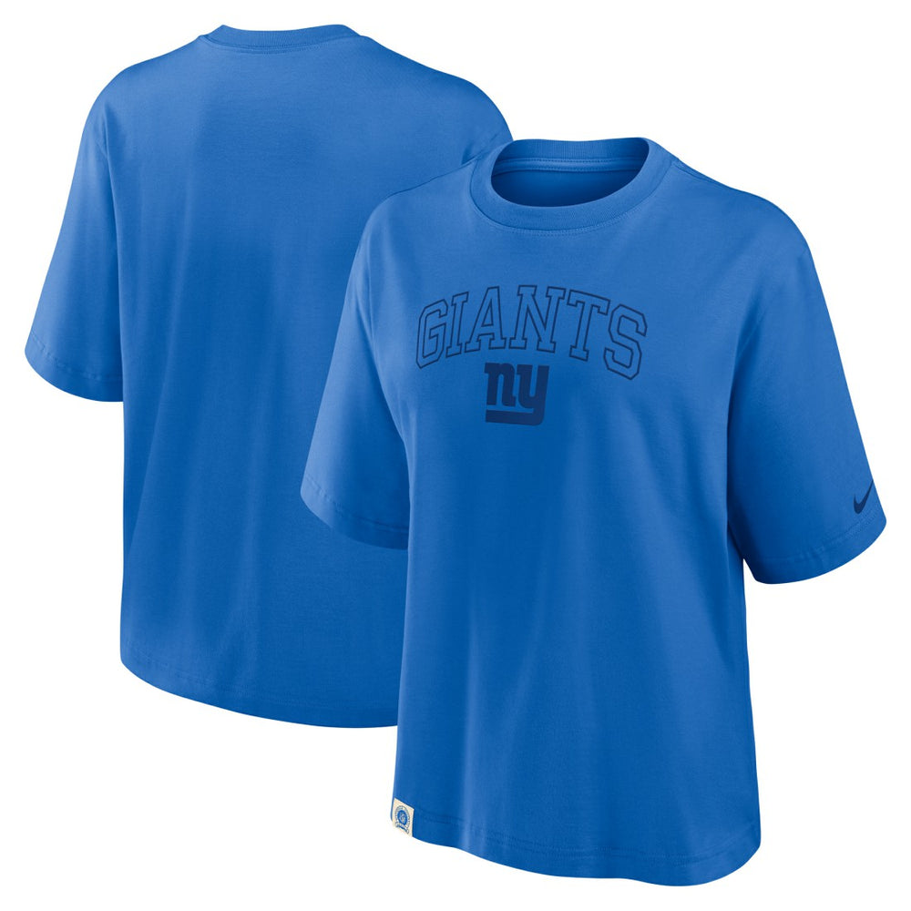 New York Giants Women's Glory Arch Boxy T-Shirt Royal | Nike for Sale