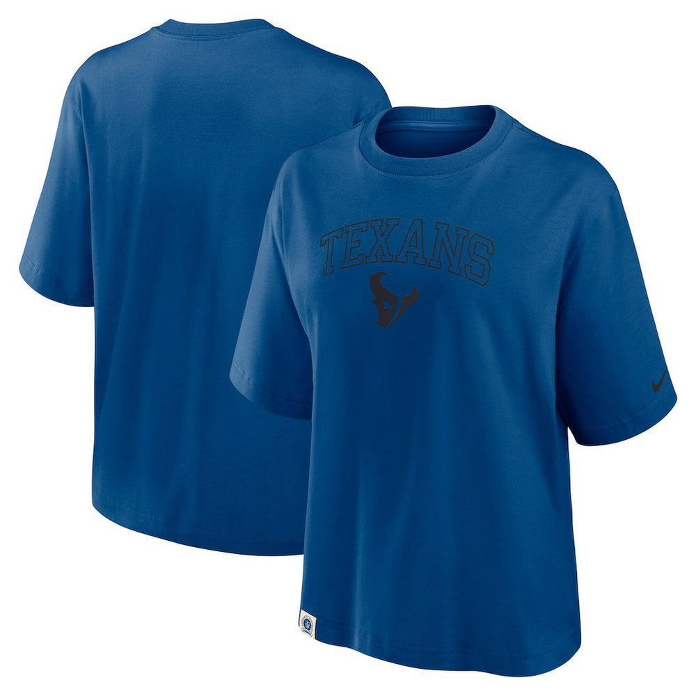 Houston Texans Women's Glory Arch Boxy T-Shirt Blue | Nike for Sale