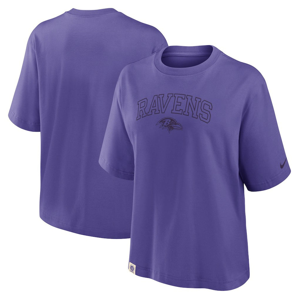 Baltimore Ravens Women's Glory Arch Boxy T-Shirt Purple | Nike for Sale