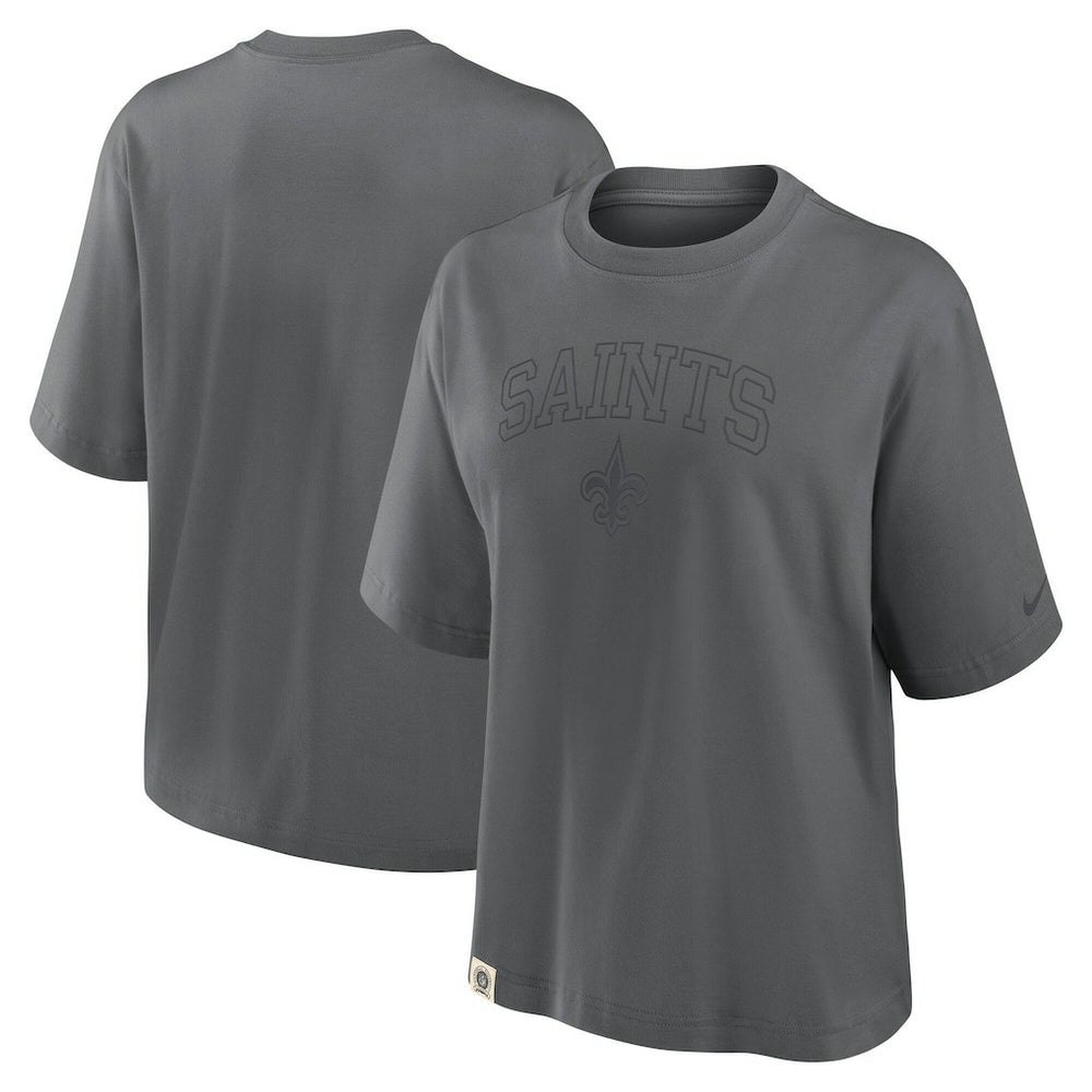 New Orleans Saints Women's Glory Arch Boxy T-Shirt Charcoal | Nike for Sale