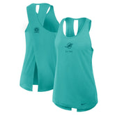 Miami Dolphins Women's Glory Open-Back Crisscross Dri-FIT Tank Top Aqua | Nike for Sale