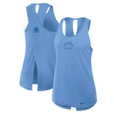 Los Angeles Chargers Women's Glory Open-Back Crisscross Dri-FIT Tank Top Powder Blue | Nike for Sale
