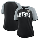 Las Vegas Raiders Women's Height Advantage T-Shirt Black/Silver | Fanatics