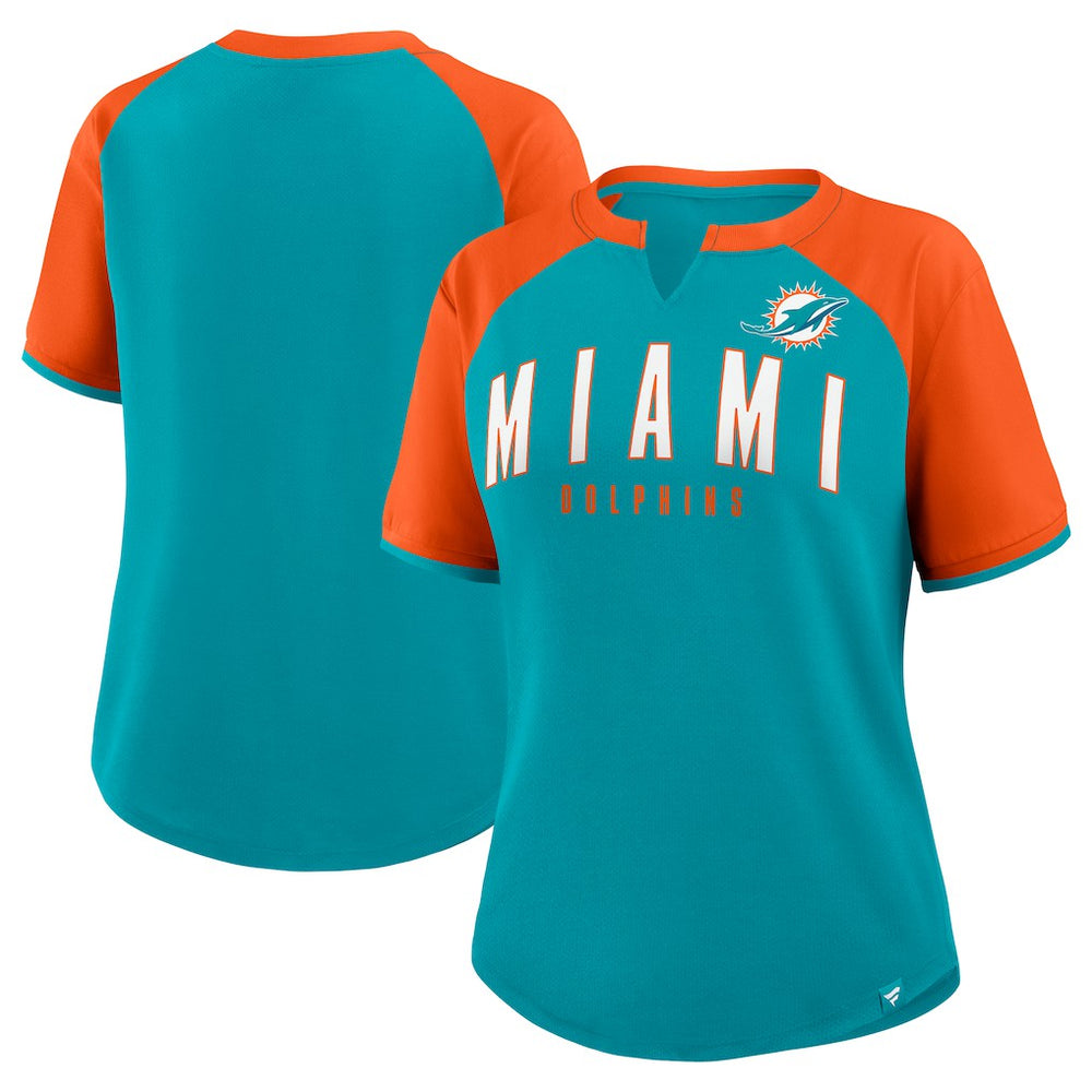 Miami Dolphins Women's Height Advantage T-Shirt Aqua/Orange | Fanatics