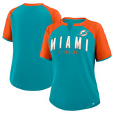 Miami Dolphins Women's Height Advantage T-Shirt Aqua/Orange | Fanatics