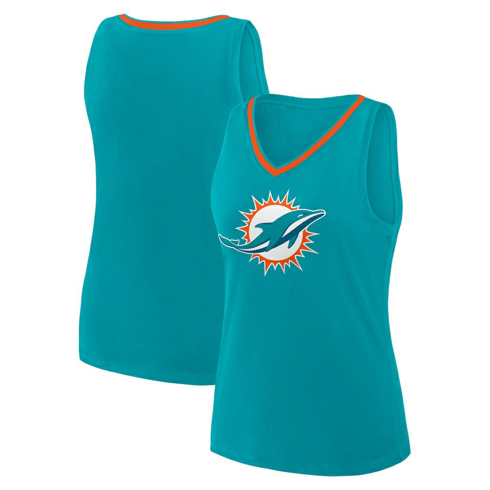 Miami Dolphins Logo Athletic Women's Stellar Win V-Neck Tank Top Aqua | NFL